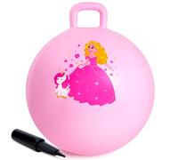 INPODAK Space Hopper, Balle Sauteuse de 45cm, Balles Rebondissante pour Enfants de 3 à 8 Ans, Balle Sauteuse avec poignée, Jouet Sauteur pour Enfants de 3,4,5,6,7 et 8 Ans(Princesse Rose)