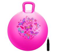 INPODAK Space Hopper, Balle Sauteuse de 45cm, Balles Rebondissante pour Enfants de 3 à 8 Ans, Balle Sauteuse avec poignée, Jouet Sauteur pour Enfants de 3,4,5,6,7 et 8 Ans(Papillon Rose)