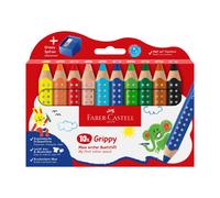 INPROB Crayons de couleur à prise ergonomique, lot de 10, avec taille-crayon