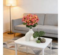 INPROB Lot de 4 vivaces artificielles 28 cm (11 pouces) - Fleurs d’extérieur, plantes en plastique, fleurs en soie artificielle, décoration pour porche, jardin, fenêtre, pot suspendu (orange)