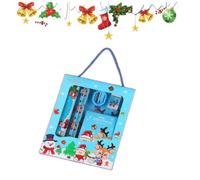 INPUS Coffret de papeterie de Noël Cadeau de Noël pour enfants : Crayons de couleur polyvalents, originaux et adorables, avec gomme, règle, taille-crayon et bloc-notes