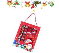 INPUS Coffret de papeterie de Noël Cadeau de Noël pour enfants : Crayons de couleur polyvalents, originaux et adorables, avec gomme, règle, taille-crayon et bloc-notes