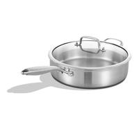 Inqibee Sauteuse Inox 26cm avec Couvercle Verre - À Manche Long et Anse Latérale - Capacité 3 L - Sauteuse Profonde - Compatible Induction et Tous Feux - Sans PFOA - Four Lave-Vaisselle