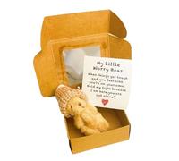 Inquiétude Ours Embrasse Dans Une Boîte, Mini Peluche | Os Dans Une Boîte Avec Carte D'Inspiration, Un Étreinte De Poche Mini Peluche Dans Une Boîte Cadeau De Sympathie | Conservation Pr