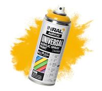 INRAL Peinture Acrylique Jaune trafic en Spray - Bombe de Peinture Jaune trafic brillante (RAL1023) de 400 ml pour Métal, Plastique, Bois - Couvrante, Résiste à la Pluie et aux UV
