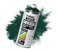 INRAL Peinture Acrylique Vert mousse en Spray - Bombe de Peinture Vert mousse brillante (RAL6005) de 400 ml pour Métal, Plastique, Bois - Couvrante, Résiste à la Pluie et aux UV