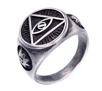 INRENG Bague pour homme en acier inoxydable avec triangle œil de Dieu 6 couleurs, Métal, Aucune pierre précieuse