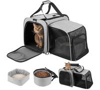 INRLKIT Sac de transport portable pour chat - Sac de transport souple pour chat avec bac à litière, extensible pour chats jusqu'à 9 kg pour camping, randonnée, voyage longue distance
