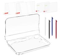 inRobert 3 en 1 Kit D'Accessoires pour Nintendo 3DS LL/XL, avec Étui Rigide Transparent, Protections d'écran (Verre Trempé et Pet) et Stylets Compatibles avec la Console 3DS XL/LL