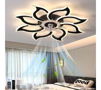 Inrosy Plafonnier Ventilateur avec Télécommande et App Compatible avec Alexa et Google Assistant 94cm Led Moderne Ceiling Fan Light 6 Vitesses et Silencieux Dimmerabile Pour La Chambre Le Salon Noir