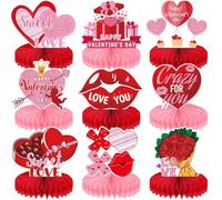 INRUI 9 pièces nid d'abeille pour la Saint-Valentin Décorations de fête sur le thème de la Saint-Valentin Cœur romantique de Cupidon Fournitures pour table de fête