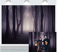 INRUI Halloween Fond Photographique forêt Sombre brumeuse Magie Sorcier Sorcière Fantôme Bannière décorative Bosquet Sombre Mystère Vampire Toile de Fond (2,1 x 1,5 m)