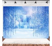 INRUI Toile de fond d'hiver pour photographie de neige Pays des merveilles glacé Monde blanc de glace et de neige Cristaux de glace pour décoration de fête et photo (2,1x1,5m)