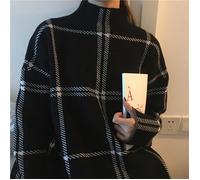 Ins Hiver Nouveau Femmes Pulls Pull Mode Plaid Col Roulé En Vrac Tricot Manches Longues Coréen Décontracté Hauts M