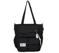 INS Sac à bandoulière for Fille école Messenger Couleur Unie Grande capacité Sac d'école Japonais Sac à Dos asthétique (Color : Black)