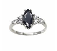 INS Style Femmes Punk Bague Bijoux Lumière Luxe S925 Bague En Argent Sterling avec Ovale Agate Noire Anniversaire Anniversaire Fête Cadeau