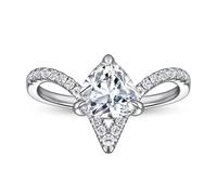 INS Style S925 Bague en argent sterling en forme de V avec une bague zircon, simple proposition de cadeau de fête d'anniversaire décontractée Bague de mariage