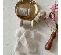 Ins Style véritable ruban de soie pure par bobines en bois ruban à bords effilochés ruban de mariée ruban de carte d'invitations-Fd863-50mmX2mts