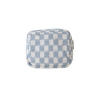 Ins Trousse de maquillage tricotée à motif damier pour femme - Mini trousse de maquillage mignonne en treillis - Multifonction - Étui de rangement, NO.1, Taille unique