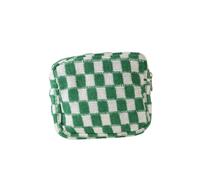 Ins Trousse de maquillage tricotée à motif damier pour femme - Mini trousse de maquillage mignonne en treillis - Multifonction - Étui de rangement, couleur n°4, Taille unique