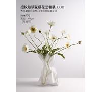 Ins Vase En Verre De Style Coréen Table A Thé Table A Manger Vase Transparent Composition Florale Décoration Décoration Fleuriste Créatif Vase - Vase En Verre Torsadé Blanc Mat (Grand) + 3 Coquelicots