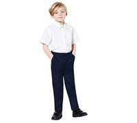 INSAFIANS Pantalon d'écolier semi-élastique pour garçon de 1 à 16 ans, bleu marine, 15-16 ans