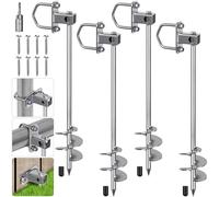 Insaga Piquet de Tente, Sardines de Fixation Lourd Ancrage de Terre Métallique, 74cm Lame Spirale Vissée dans Trampolines Kit pour Balançoire/Camping/Chien/Abri de Coiture avec Boucle Fixe, 4pcs