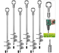 Insaga Piquet de Tente, Sardines de Fixation Lourd Ancrage de Terre Métallique, 76cm Lame Spirale Vissée dans Trampolines Kit pour Balançoire/Camping/Chien/Abri de Coiture avec Fixe Anneau, 6pcs