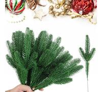 INSANYJ 50 Pièces Branche De Sapin Artificiel comme Réel, 27cm Vert Branche De Sapin Decorative, Branche Decorative Bois à Guirlande De Bricolage pour DéCoration à La Maison Et BoîTe Cadeau De NoëL