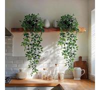 INSANYJ Fausse Plante avec Pots, 2 Pcs Plante Artificielle Tombante Exterieur Interieur, Lierre Artificielle Fausse Plante pour Célébration, Cuisine, Jardin, Bureau