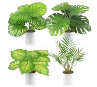 INSANYJ Fausses Plantes, 4 Pièces 35cm Plantes Artificielles Interieur, Vert Plante Artificielle Plastique Fausse Plante avec Pot S’Applique à Decoration Maison Salon Chambre Bureau Cuisine