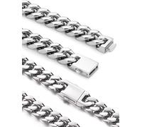 Inscca Collana da uomo in acciaio inox 5/7/9/11/13 mm 14" 18" 20" 22" 24" 26" 28" 30", 51 cm