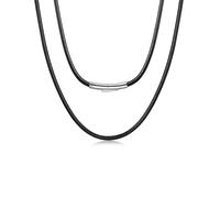 Inscca Cordon Noir pour 2mm Collier Pendentif en Cuir Gracon Homme avec Fermoir Acier Inoxydable Longue Fine Collier Cuir 65 cm Tour de Cou pour Femme Cadeau Anniversaire Petit Ami Valentin