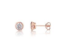 inSCINTILLE Boucles D'oreilles en Argent 925 Avec Zircon Cubique, Boucle d'oreille avec Diamant 100% Made in Italy (Diamètre : 3 mm, Or Rose)