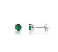 inSCINTILLE Boucles d'oreilles en Argent Rhodié 925 avec Zircon Cubique étincelant avec Boîte Cadeau Incluse Pour Homme Femme (Diamètre: 0,40, Vert)