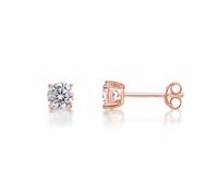 inSCINTILLE Boucles d'oreilles en Argent Rhodié 925 avec Zircon Cubique étincelant avec Boîte Cadeau Incluse Pour Homme Femme (Diamètre: 0,50, Or Rose)