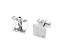 inSCINTILLE Boutons de Manchette Homme en Acier Inoxydable - Élégants pour Mariage, Bureau et Cérémonies - Coffret Cadeau Inclus (Carré et zircon - Argent)