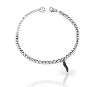 inSCINTILLE Bracelet Femme avec Sphères en Acier Inoxydable et Corne Porte-Bonheur, Boîte Cadeau (Noir)