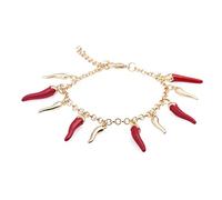 inSCINTILLE Bracelet femme en acier avec croissants porte-bonheur Rossi, Lunghezza regolabile da 18 a 22 cm, Acier inoxydable acier inoxydable vernis