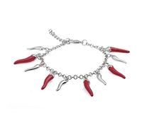 inSCINTILLE Bracelet femme en acier avec croissants porte-bonheur Rossi, Lunghezza regolabile da 18 a 22 cm, Acier inoxydable acier inoxydable vernis