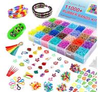 INSCRAFT 12750 PCS Elastique Bracelet Kit de Recharge, 28 Couleurs avec Boîte, 600 Pinces, 200 Perles, 52 Perles Lettres, Loom Bands Idéal pour Tissage DIY et Cadeau de Bricolage Créatif