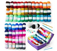 INSCRAFT 62 écheveaux de fil acrylique, 2000 m, kit de débutants parfait pour adultes