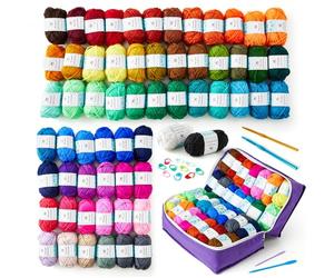 INSCRAFT 62 écheveaux de fil acrylique, 2000 m, kit de débutants parfait pour adultes