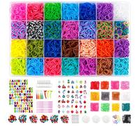 INSCRAFT Elastique Bracelet Kit 21900 avec Organiseur, Plus de 20 000 Loom Bands en 41 Couleurs, 1 000 Clips, 280 Perles, 5 Pompons, 5 Crochets pour Tissage DIY et Cadeau de Bricolage Créatif