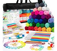 INSCRAFT Kit Crochet Débutant Complet 113 Pièces, avec 40 Pelotes de Laine Acrylique (1440 Mètres) Aiguilles Accessoires et Sac, Idéal pour Crochet Tricot pour Enfant Adulte Professionnel