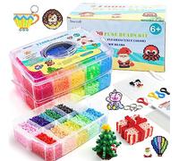 INSCRAFT Kit de Perles à Repasser, 21000 Pcs 5mm Perle à Repasser 22 Couleurs avec 48 Motifs Planches Papiers à Repasser Pincettes Boîte de Rangement, Perles à Fusion Kit Artisanal pour Cadeau Enfant