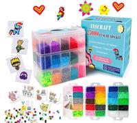 INSCRAFT Kit de Perles à Repasser, 25000 Pcs 5mm Perle à Repasser 26 Couleurs avec 127 Motifs Planches Papiers à Repasser Pincettes Boîte de Rangement, Perles à Fusion Kit Artisanal pour Cadeau Enfant