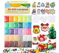 INSCRAFT Kit de Perles à Repasser, 30000 Pcs 5mm 30 Sachets Individuels de Perle à Repasser avec Motifs Planches Papiers à Repasser Pincettes, Perles à Fusion Kit Artisanal pour Cadeau Enfant