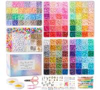 INSCRAFT Perle Plate pour Bracelet 22000 Pièces, 120 Couleurs Perles Heishi avec Perles Lettres, Kit Bijoux pour DIY Collier Boucle d'Oreille pour Filles Ados