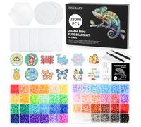 INSCRAFT Perles à Repasser 28000 Pièces 2,6mm, 48 Couleurs Perles à Fusion avec Motifs Planches Papiers à Repasser Pincettes, Perle Artisanal Jeu Créatif Jouet Activité Mannuelle Enfant